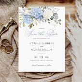 Invitation Floral Blue Hydrangea Mariage de verdure Date de s