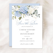 Invitation Floral Blue Hydrangea Mariage de verdure Date de s