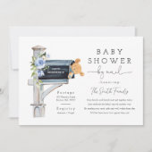 Invitation Floral Blue Long Distance Baby Shower (Devant)