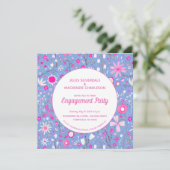 Invitation Floral Blue Modern Engagement Party (Debout devant)