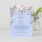 Invitation Floral Blue Periwinkle Mariage rose or (Debout devant)