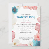 Invitation Floral Blue & Pink Graduation (Devant)