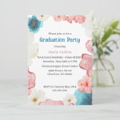 Invitation Floral Blue & Pink Graduation (Debout devant)