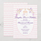 Invitation Floral Bluebell Mobile Celestial Baby shower fille (Devant / Derrière)