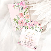 Invitation Floral Blush Baby shower fille rose