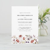 Invitation Floral Blush Bourgogne Mariage aquarelle (Debout devant)
