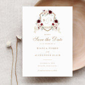 Invitation Floral Blush Burgundy Crest Wedding Enregistrer la