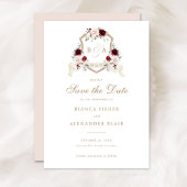 Invitation Floral Blush Burgundy Crest Wedding Enregistrer la