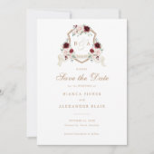 Invitation Floral Blush Burgundy Crest Wedding Enregistrer la (Devant)