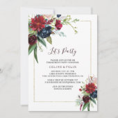 Invitation Floral Blush de la marine bourguignonne moderne Fa (Devant)