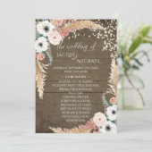 Invitation Floral Blush en Pampas Blanc Grass Twinkles lumièr (Debout devant)