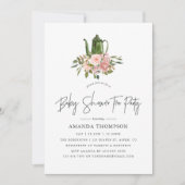 Invitation Floral Blush et Gold Baby shower Tea Party (Devant)