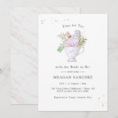 Invitation Floral Blush et Gold Fête des mariées Tea Party (Devant / Derrière)