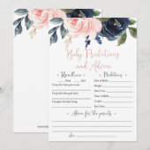Invitation Floral Blush et Navy Baby Predictions et conseils (Devant / Derrière)