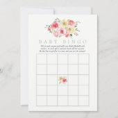 Invitation Floral Blush et Sage Baby shower bébé Bingo (Devant)