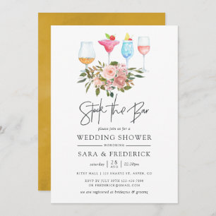Invitation Floral Blush et Stock or du bar