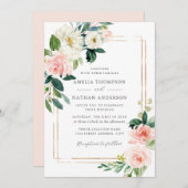 Invitation Floral Blush Gold Mariage (Devant / Derrière)