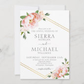Invitation Floral Blush Gold Mint vert Mariage (Devant)