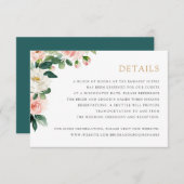 Invitation Floral Blush Greenery Détails romantiques Info Car (Devant / Derrière)