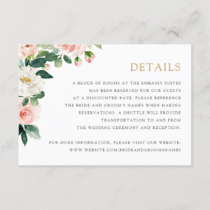 Invitation Floral Blush Greenery Détails romantiques Info Car