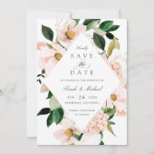 Invitation Floral Blush Magnolia Hydrangea Élégante Date de s (Devant)