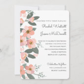 Invitation Floral Blush Mariage Suite rose | Vert (Devant)