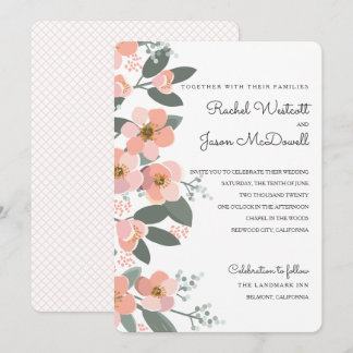 Invitation Floral Blush Mariage Suite rose | Vert