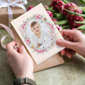 Invitation Floral Blush Peach mignonne Bunny Girl premier ann