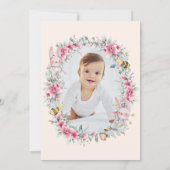 Invitation Floral Blush Peach mignonne Bunny Girl premier ann (Dos)