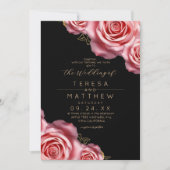 Invitation Floral Blush Pink and Black Modern Wedding (Devant)