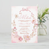 Invitation Floral Blush Pink Es Nina Baby shower espagnol (Debout devant)
