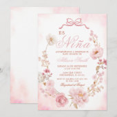 Invitation Floral Blush Pink Es Nina Baby shower espagnol (Devant / Derrière)