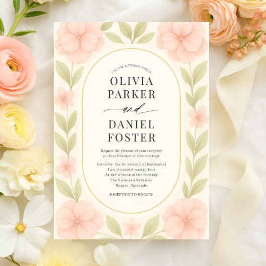 Invitation Floral Blush Pink Hydrangea Botanical Wedding Invi