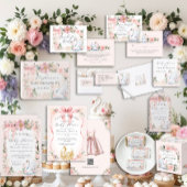 Invitation Floral Blush Pink Ribbon Swan Baby shower or