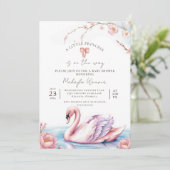 Invitation Floral Blush Pink Ribbon Swan Baby shower or (Debout devant)