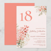 Invitation Floral Blush Pink Whimsical 18e anniversaire (Devant / Derrière)