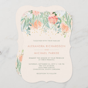 Invitation Floral Blush Romance  Mariage aquarelle