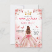 Invitation Floral Blush rose Bilingue Espagnol Quinceanera (Dos)