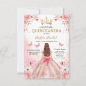 Invitation Floral Blush rose Bilingue Espagnol Quinceanera (Dos)