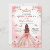 Invitation Floral Blush rose Bilingue Espagnol Quinceanera (Dos)