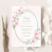 Invitation Floral Blush rose or bébé fille Douche