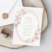 Invitation Floral Blush rose or bébé fille Douche
