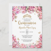 Invitation Floral Blush rose or Parties scintillant Tiara Qui (Devant)