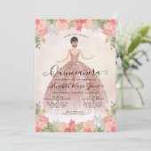 Invitation Floral Blush rose princesse Anniversaire Quinceane (Debout devant)
