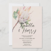 Invitation Floral Blush rose Protea Mariage Fleurs autochtone (Devant)