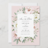 Invitation Floral Blush White Peonies Mariage Enregistrer la  (Devant)