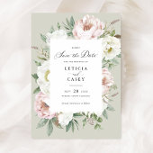 Invitation Floral Blush White Peonies Mariage Enregistrer la