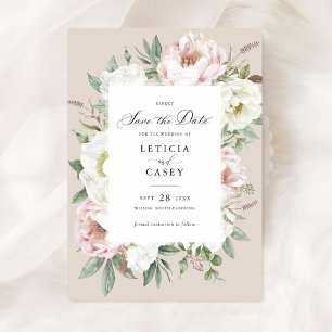 Invitation Floral Blush White Peonies Mariage Enregistrer la 