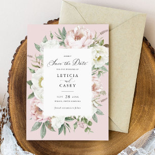 Invitation Floral Blush White Peonies Mariage Enregistrer la 