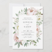 Invitation Floral Blush White Peony Frame Mariage élégant (Devant)